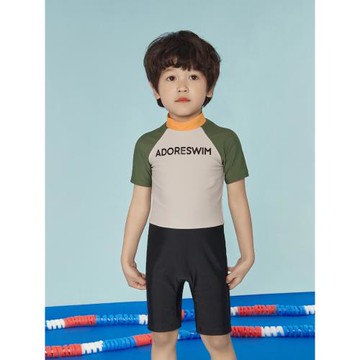 愛多爾男童泳衣連體兒童中大童泳褲2024新款夏季小童速干游泳套裝