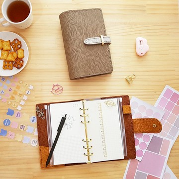 可客製顏色A6手工活頁手帳 12樣手帳素材文具 子彈/記帳本/時間餅