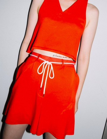 紅色針織純棉褲