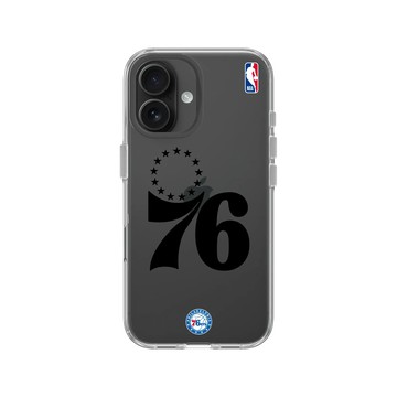 iPhone 16 Clear Case（相機按鈕） 透明 - NBA - B&W-費城76人 Philadelphia 76ers B&W