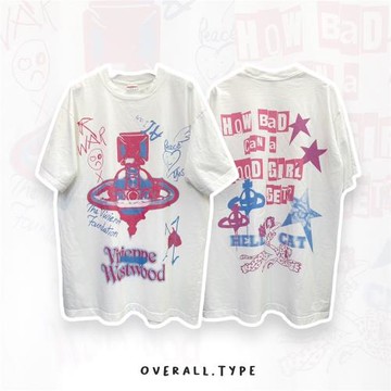 赫赫大滿貫 可愛無上限 法式溫柔風上衣寬松抽象藝術風短袖T恤