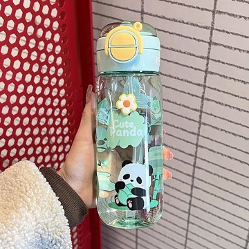 🍒壹灣出貨🍒女生雙飲水杯高顏值便攜式學生小衆不撞款可愛兒童吸管卡通塑料杯