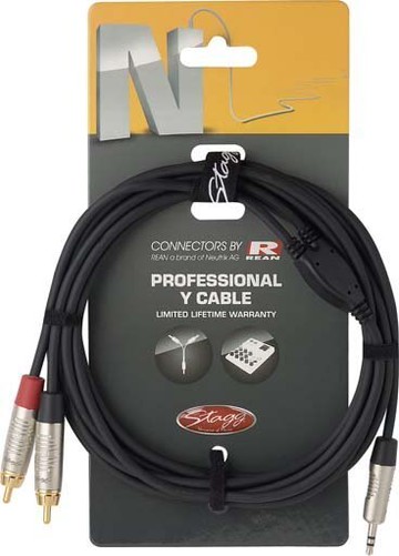 Stagg NYC3/MPS2CMR (3米) 3.5mm 對 RCA 梅花頭 混音器 音源訊號線【唐尼樂器】