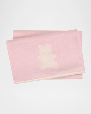Mongolian Cashmere Intarsia Bear Baby Blanket