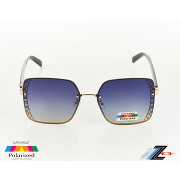 Z-POLS 藝人最愛大框顯小臉圖騰邊設計 雙色高質感搭配Polarized寶麗萊抗UV400偏光太陽眼鏡(有型好搭)