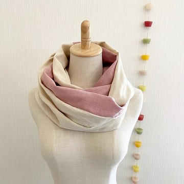 柔軟國產雙層紗布snood香草牛奶煙熏粉紅