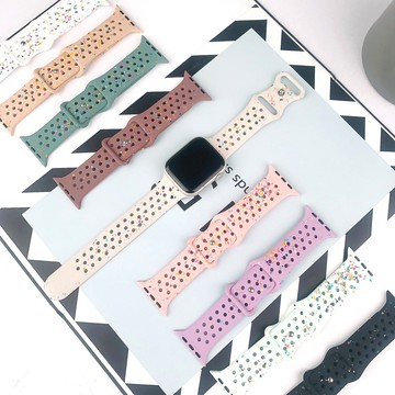 彩點矽膠 運動錶帶 腕帶 適用 Apple Watch 9 8 7 6 SE 41mm 45mm 49mm 蘋果手錶錶帶