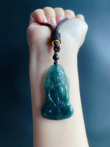 天然瓜地馬拉翡翠 寶瓶 觀音 菩薩 靜心意境棉 玉墜 項鍊 禮物
