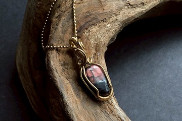 舒俱萊滾石  繞銅線吊墜