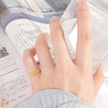 【晶曜珠寶】黃金尾戒 女戒 心鍊 活動戒圍 0.49錢
