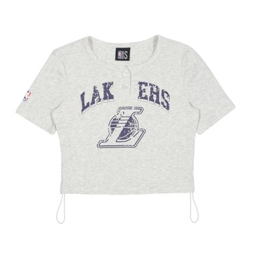 NBA 女款 短版 下擺抽繩 印花 短袖上衣 湖人隊 3522100311