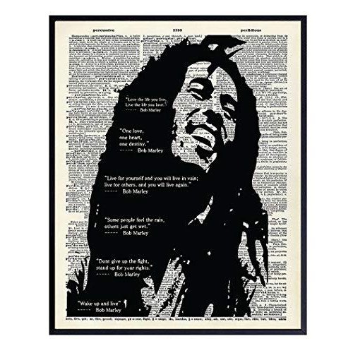 Bob Marley Quotes Dictionary Wall Art Print Vintage Home Decor for Living