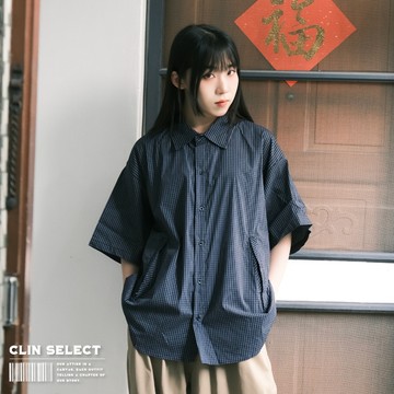 西林 CLIN｜選物｜工裝格紋口袋襯衫_T-0063 中性 素色 工裝 Cityboy 短袖 春夏