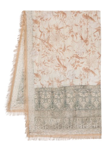 Pierre-Louis Mascia - floral-print fringed-edge silk scarf - women - Silk - One Size - Brown