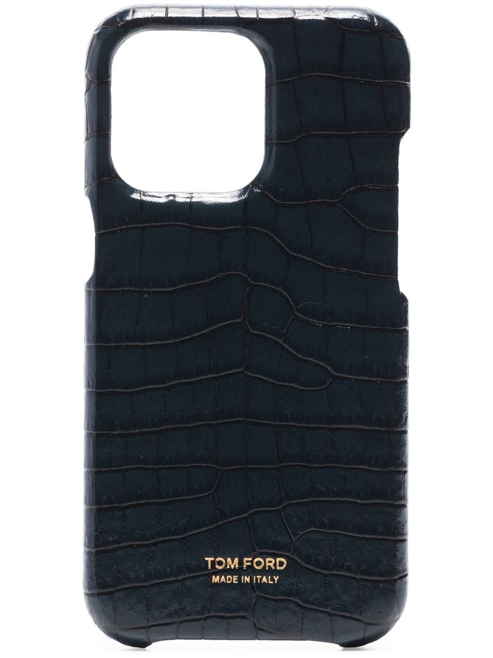 TOM FORD - crocodile-embossed leather iPhone 13 case - men - Calf Leather - One Size - Blue