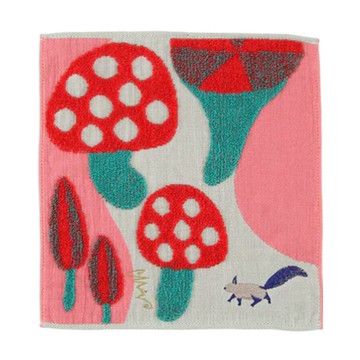 日本 moritaMiW 松鼠與可愛蘑菇絨毛手帕 約25×25cm (JN108-047)
