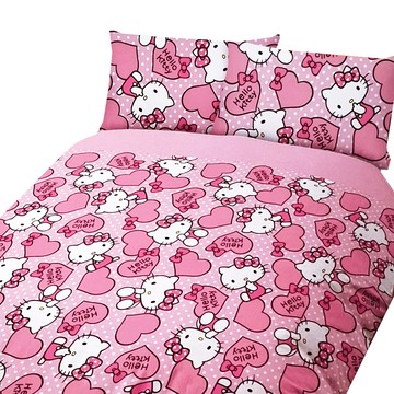 LoveCity 寢城之戀 三麗鷗正版授權 混紡棉 薄被套床包組 床包210 x 180cm 棉被210 x 180cm 枕套75 x 45cm  床包 + 枕套 + 被套組  特大(6 x 7尺)  粉紅佳人