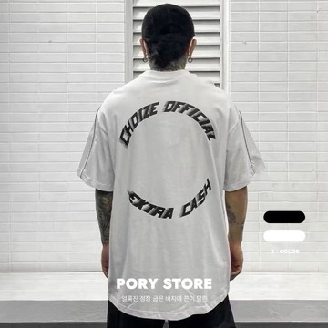 【PORY STORE】韓系街頭賽車短t 純棉 線條 反光 造型 實拍 百搭 男女 休閒 寬鬆短tee 短袖T恤