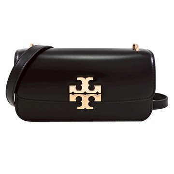TORY BURCH 158734 Eleanor 滑面皮革翻蓋肩背/斜背包.黑