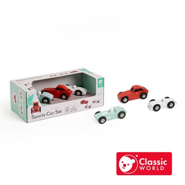 德國 classic world 客來喜經典木玩極速運動賽車組(跑車/敞篷車/經典賽車)