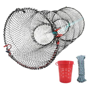 海用漁網 + 繩索 + 誘餌桶 套裝  黑色  50 x 85 x 19cm