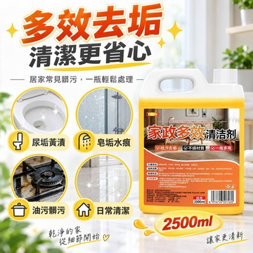 現貨 2500ML家政多效清潔劑 萬用清潔劑 大桶去汙去黃漬除垢劑 客廳大掃除多功能家居清潔劑 廚房油垢 浴室廚房清潔