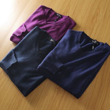 反季福利！100羊毛！外貿男裝工廠尾貨秋冬新款百搭純色小V領毛衣