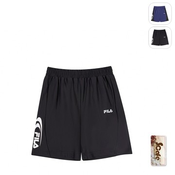 【FILA】KIDS 孩童款 吸濕排汗 針織短褲-黑色 1SHZ-4310-BK