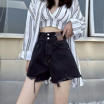 S-2XL 牛仔褲 短褲 牛仔短褲女 高腰牛仔褲 a字高腰顯瘦闊腿寬鬆辣妹熱褲潮ins