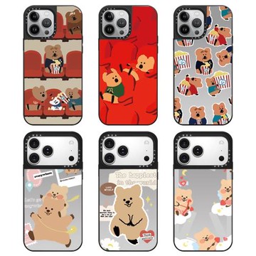 CAREGNBA聯名Dinotaeng爆米花小熊適用蘋果16Pro手機殼iPhone15ProMax網紅13同款14plus卡通12女11防摔xr磁吸