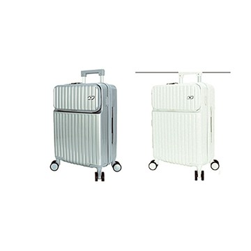 ~雪黛屋~Eason 20吋行李箱前開拉鍊360度飛機輪海關密碼鎖PC+ABS材質U1358