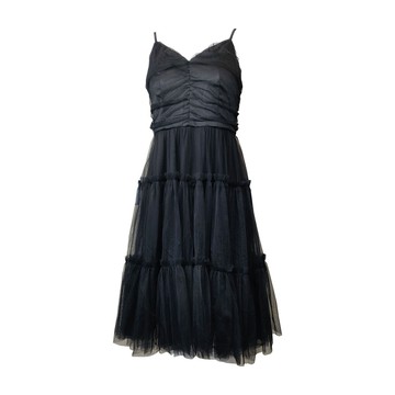 EVA黑色細肩帶蛋糕網紗洋裝