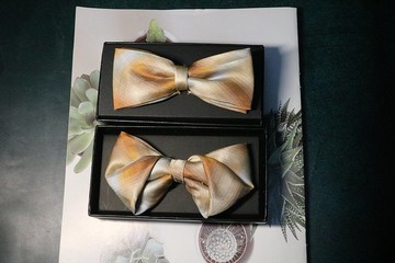 卡其色真丝领结八字结高档正装男蝴蝶结