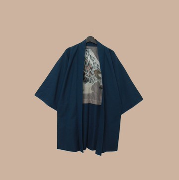 Back to Green-日本帶回羽織 老鷹山景畫M-18/vintage kimono