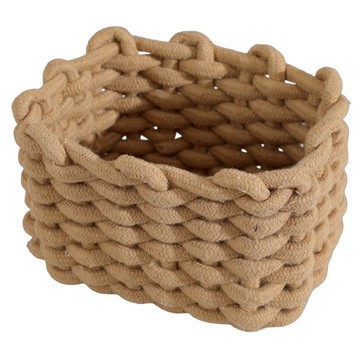 北歐風棉繩編織收納籃 手工編織 天然材質 開口寬敞  小號  米黃色  1個