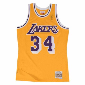 mitchell & ness NBA 球迷版球衣 SHAQUILLE ONEAL 34 1996-97 湖人 主場  金黃色  2XL