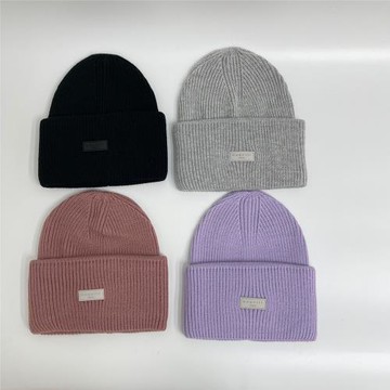 外貿出口女小眾秋冬帽子針織帽保暖滑雪帽護耳毛線帽翻邊粗針冷帽