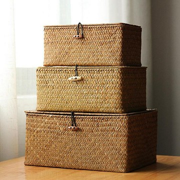 海草編 收納盒 茶葉收納盒 茶道收納盒 整理箱 盒子 天然 大中小