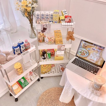 ins風移動小推車落地宿舍零食收納架臥室多層儲物置物架