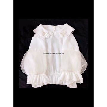 lolita洋裝雪紡內搭娃娃領短款襯衫可愛日常百搭jsk洛麗塔打底衫