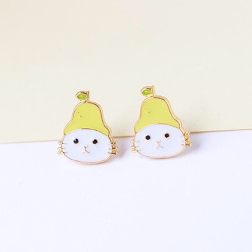 西洋小梨貓 水果動物 貓咪 耳環 耳夾