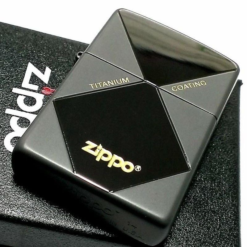 ZIPPO ライター チタン加工 ジッポ ブラック グレー 鏡面＆艶消し 黒