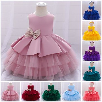 外貿新款寶寶周歲公主連衣裙兒童蓬蓬紗蛋糕裙嬰兒洗禮服裙棉kids