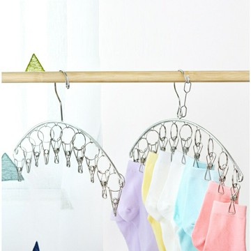 ✨台灣現貨?? 不鏽鋼衣架 弧形衣架 晾衣架 曬襪夾 20夾 多夾 曬衣架 衣架 衣夾 #丹丹悅生活