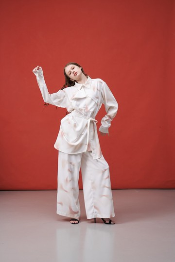 襯衫/長袖/綁帶/解構/口袋襯衫/不對稱/渲染/白印花/MRI/INF/SS25