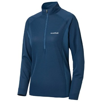 日本【Montbell】COOL L/S ZIP女款排汗長袖 (黃/海軍藍/紫/珊瑚粉)