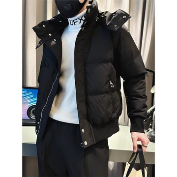 精神小伙連帽棉衣男修身痞帥外套2025新款冬季高級感潮牌羽絨棉服