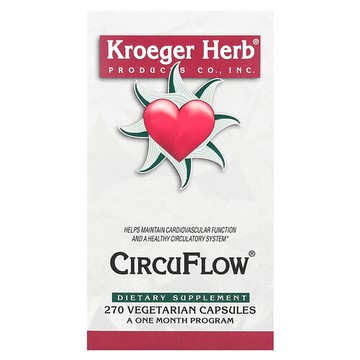 Kroeger Herb Co, CircuFlow 心臟幫助補充劑，270 粒素食膠囊
