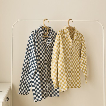 純棉磨毛棋盤格男女情侶家居服全棉法蘭絨襯衫長袖秋冬睡衣套裝