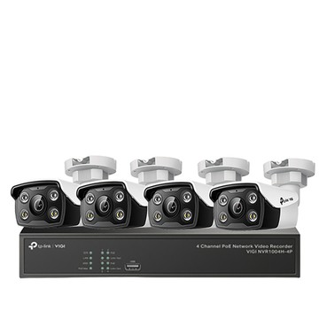 TP-Link 昌運監視器組合 VIGI NVR1004H-4P 4路 PoE+ 網路主機+VIGI C350 VIGI 5MP 戶外全彩槍型網路攝影機*4